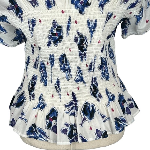 BAUM UND PFERDGARTEN MYNOWA FLORAL SMOCKED ORGANIC COTTON TOP WOMEN'S 40 US XS - Picture 8 of 16